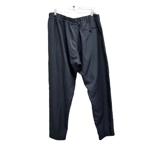 3.1 PHILLIP LIM DARK GRAY DRAWSTRING ELASTIC PAPER BAG WAIST TAPERED LEG PANTS